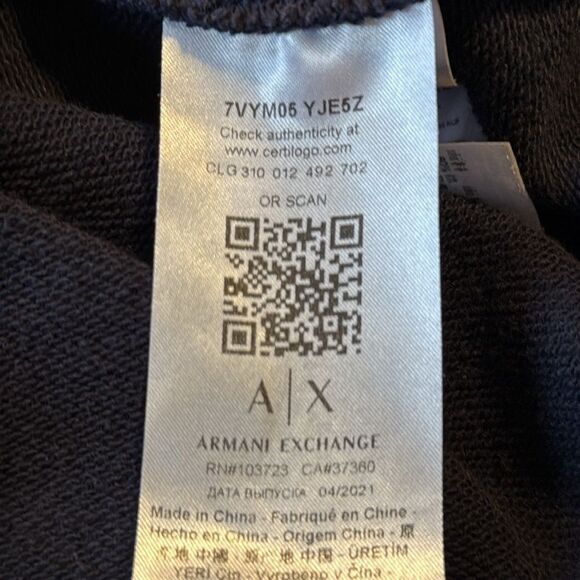 Armani‎ Exchange A|X Logo Sweatshirt Blue Crewneck Pullover Cotton Blend Medium - Picture 7 of 9